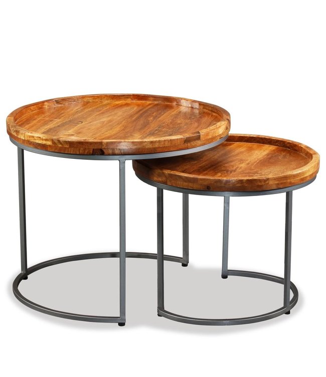 Bijzettafel 2 delig massief mango hout