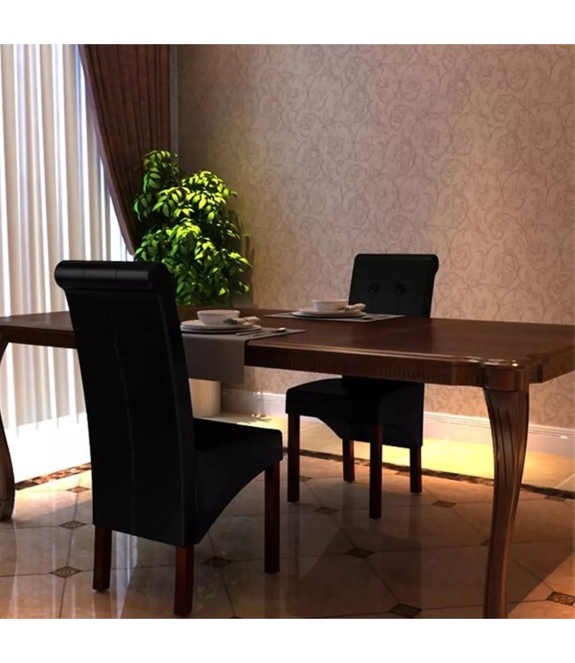 Eetkamerstoelen 2 st kunstleer zwart