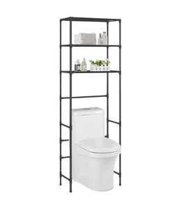 Opbergrek voor boven toilet 3-laags 53x28x169 cm zwart