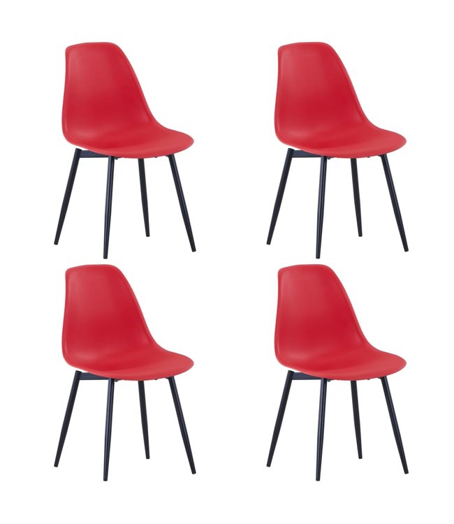 Eetkamerstoelen 4 st PP rood