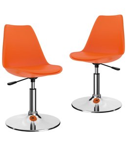 Eetkamerstoelen draaibaar 2 st kunstleer oranje