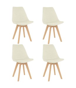 Eetkamerstoelen 4 st stof crème