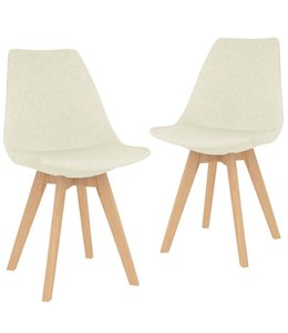 Eetkamerstoelen 2 st stof crème