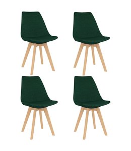 Eetkamerstoelen 4 st stof donkergroen