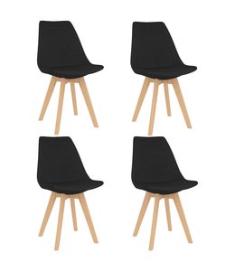 Eetkamerstoelen 4 st stof zwart