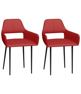 Eetkamerstoelen 2 st kunstleer rood