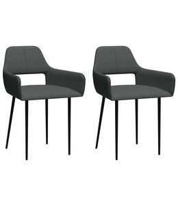 Eetkamerstoelen 2 st stof donkergrijs