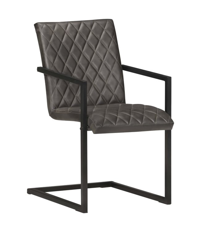 Eetkamerstoelen 2 st echt leer grijs