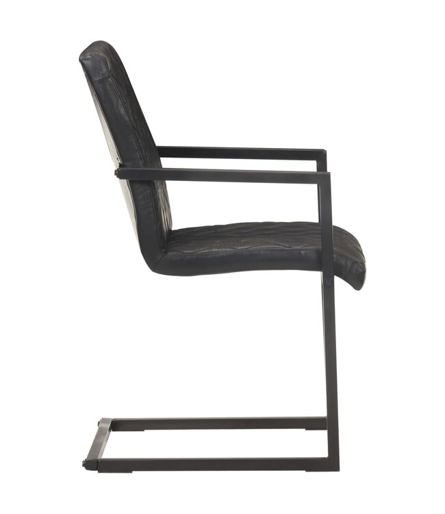Eetkamerstoelen 2 st echt leer zwart