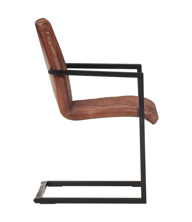 Eetkamerstoelen 2 st echt leer bruin