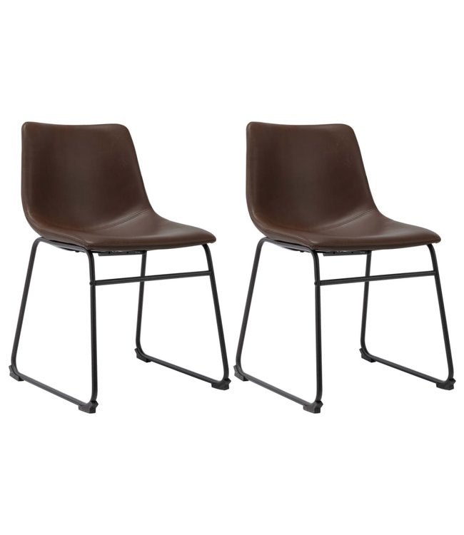 Eetkamerstoelen 2 st kunstleer lichtbruin