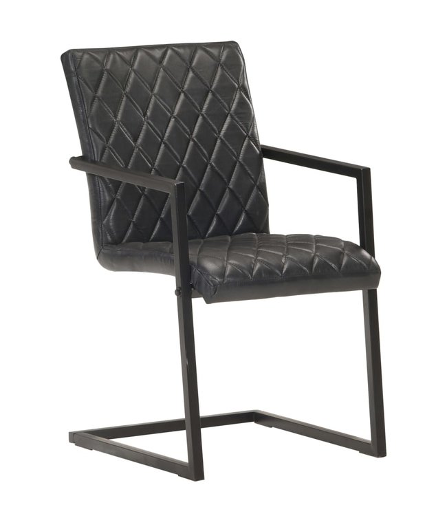 Eetkamerstoelen 6 st echt leer zwart