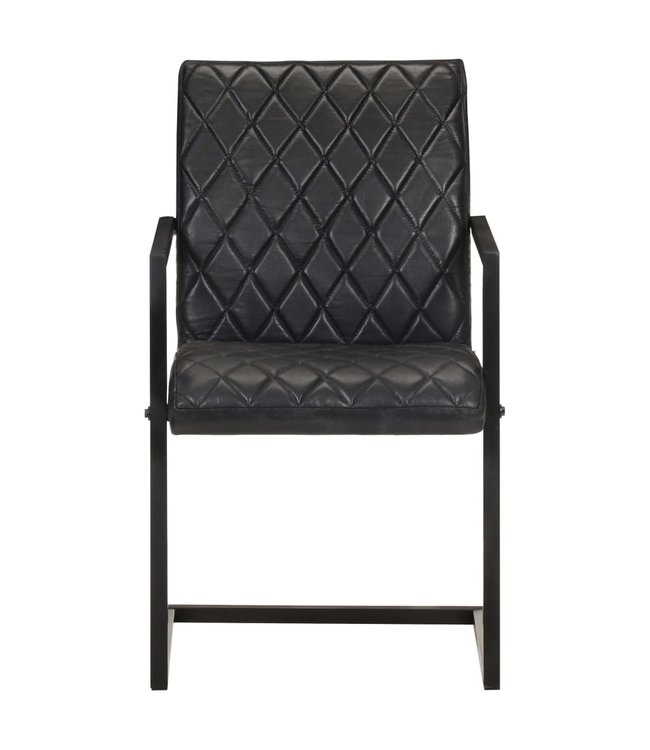 Eetkamerstoelen 6 st echt leer zwart