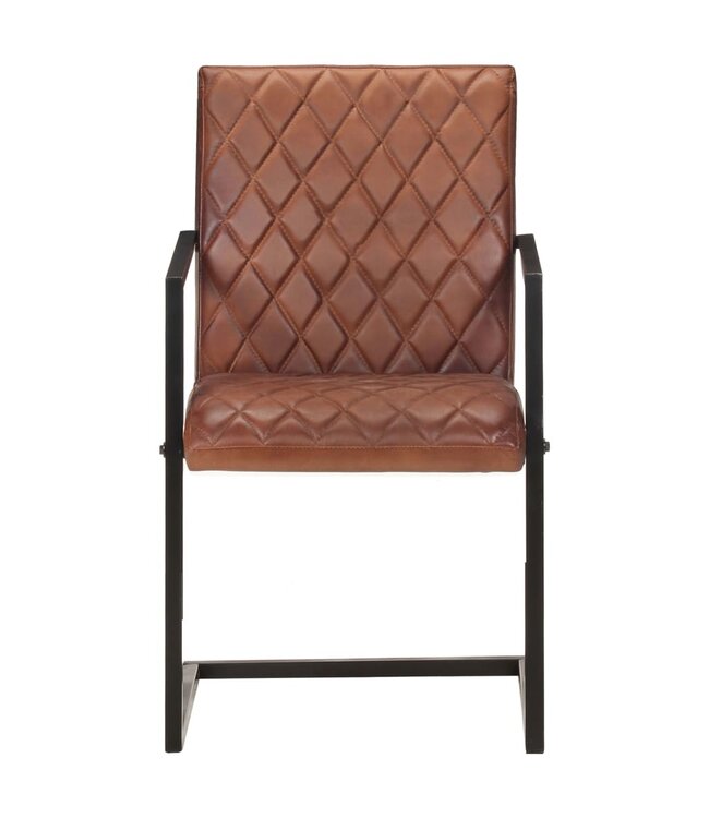 Eetkamerstoelen 6 st echt leer bruin