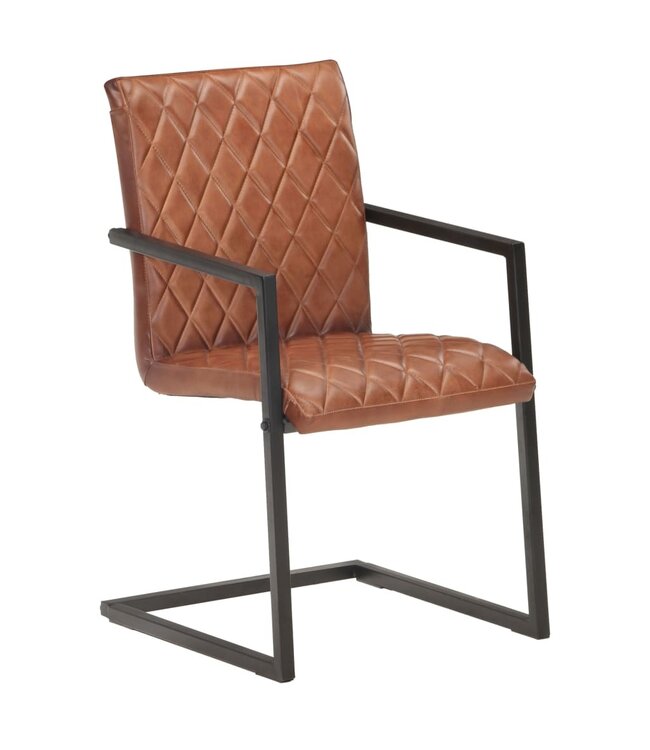 Eetkamerstoelen 4 st echt leer bruin