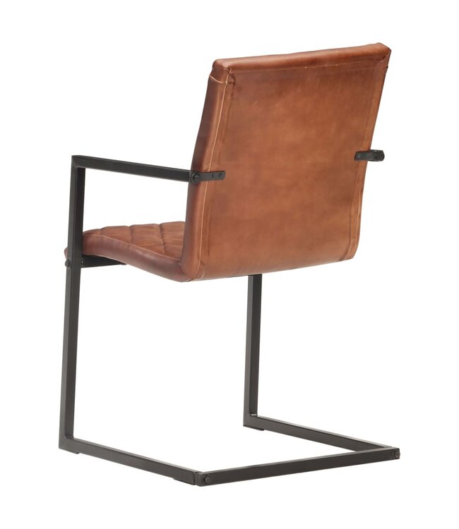 Eetkamerstoelen 4 st echt leer bruin