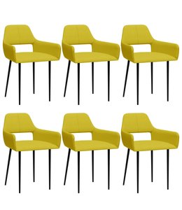 Eetkamerstoelen 6 st stof geel