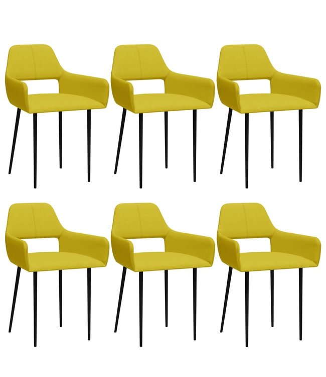 Eetkamerstoelen 6 st stof geel