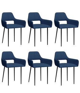 Eetkamerstoelen 6 st stof blauw