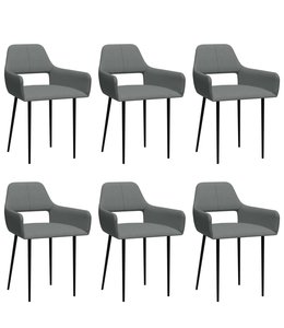 Eetkamerstoelen 6 st stof lichtgrijs