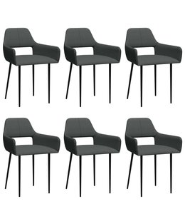 Eetkamerstoelen 6 st stof donkergrijs