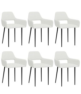 Eetkamerstoelen 6 st stof wit