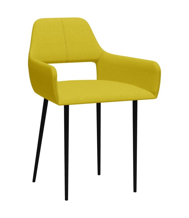 Eetkamerstoelen 4 st stof geel