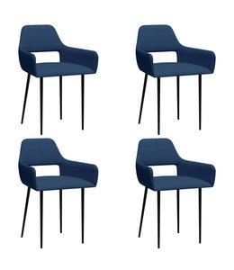 Eetkamerstoelen 4 st stof blauw