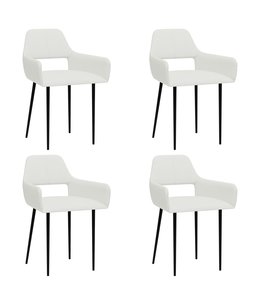 Eetkamerstoelen 4 st stof wit
