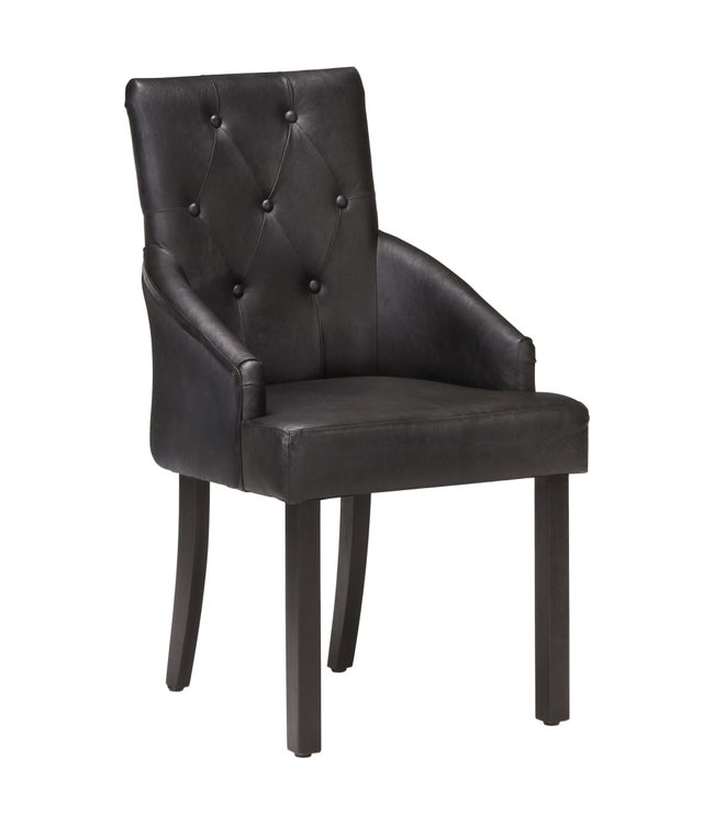 Eetkamerstoelen 4 st echt geitenleer zwart
