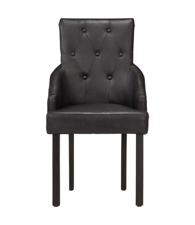 Eetkamerstoelen 4 st echt geitenleer zwart