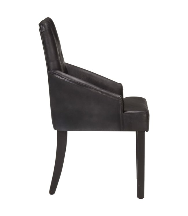 Eetkamerstoelen 4 st echt geitenleer zwart