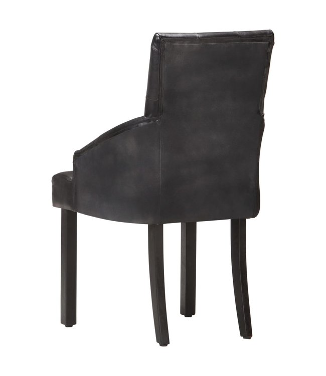 Eetkamerstoelen 4 st echt geitenleer zwart