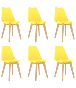 Eetkamerstoelen 6 st kunststof geel