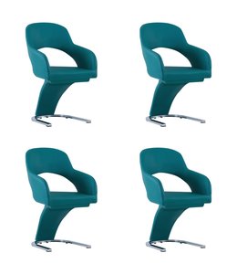 Eetkamerstoelen 4 st kunstleer blauw