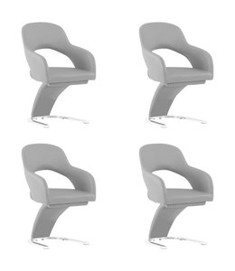 Eetkamerstoelen 4 st kunstleer grijs