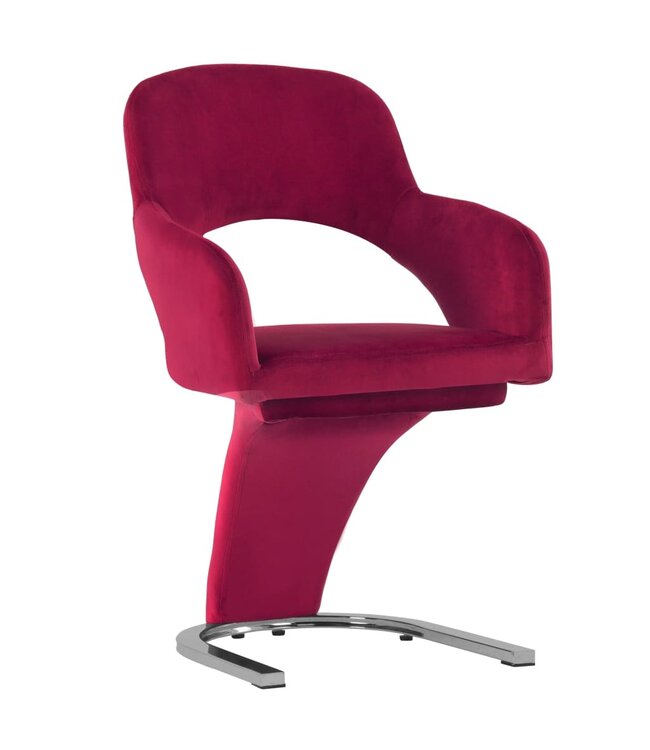 Eetkamerstoelen 6 st fluweel wijnrood