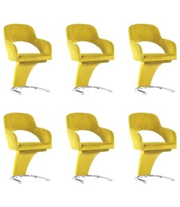 Eetkamerstoelen 6 st fluweel geel