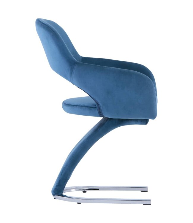Eetkamerstoelen 6 st fluweel blauw