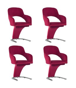 Eetkamerstoelen 4 st fluweel wijnrood