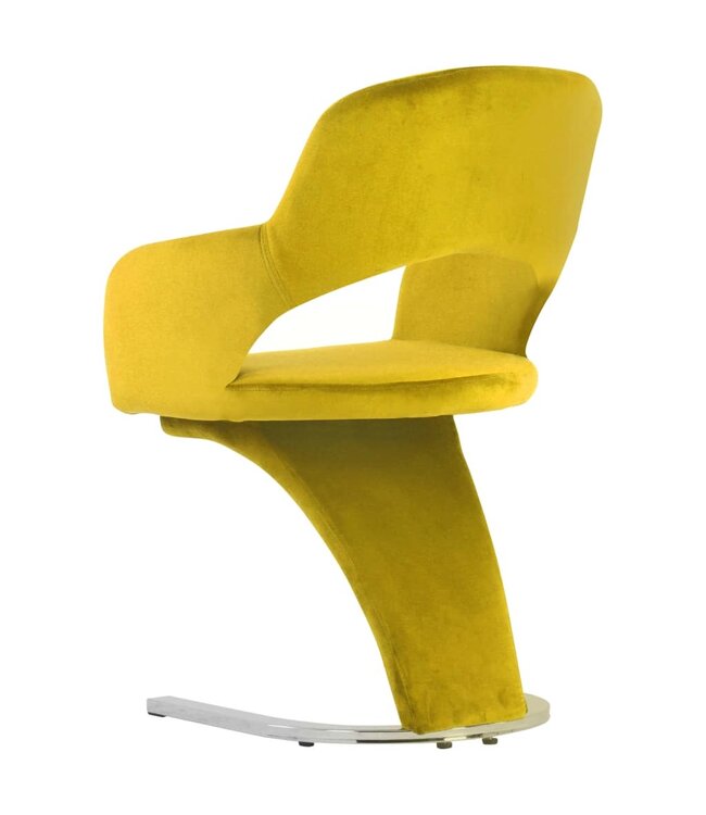 Eetkamerstoelen 4 st fluweel geel