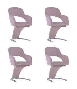 Eetkamerstoelen 4 st fluweel roze