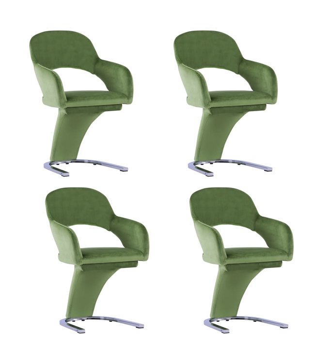 Eetkamerstoelen 4 st fluweel groen