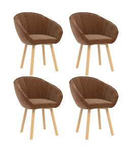 Eetkamerstoelen 4 st fluweel bruin