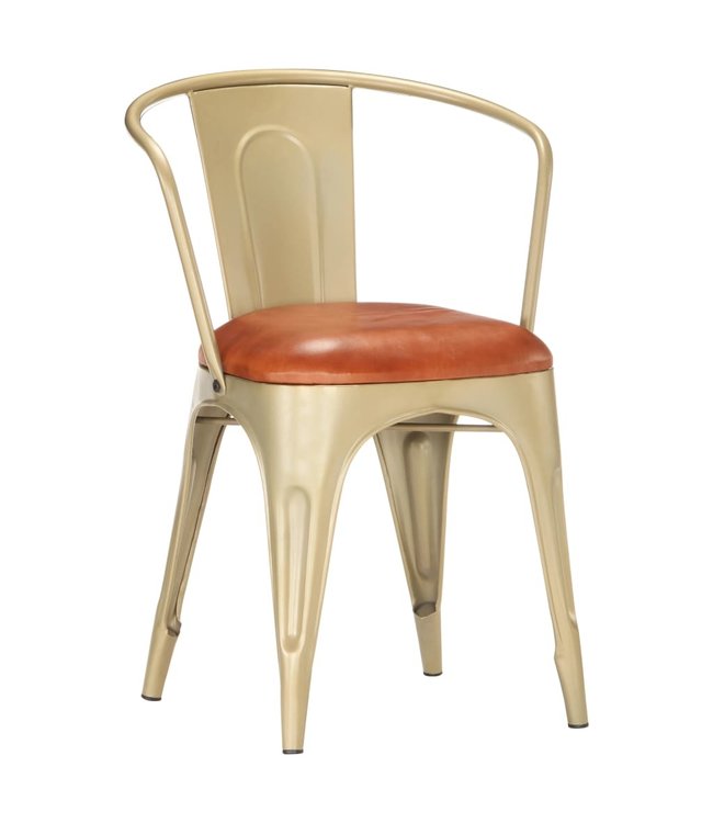 Eetkamerstoelen 4 st echt leer bruin