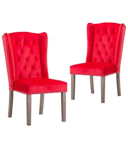 Eetkamerstoelen 2 st fluweel rood