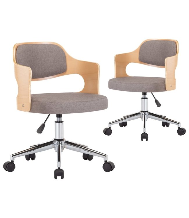 Eetkamerstoelen 2 st draaibaar gebogen hout en stof taupe