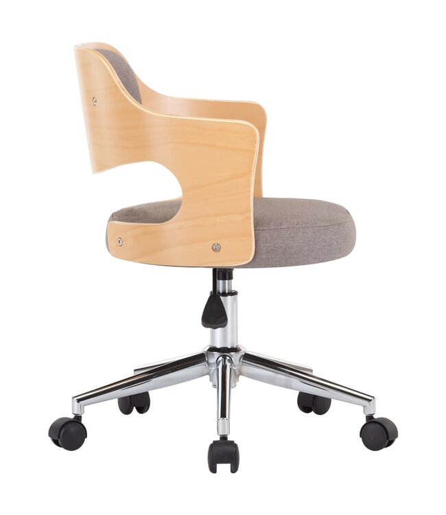 Eetkamerstoelen 2 st draaibaar gebogen hout en stof taupe