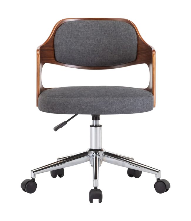 Eetkamerstoelen 2 st draaibaar gebogen hout en stof grijs