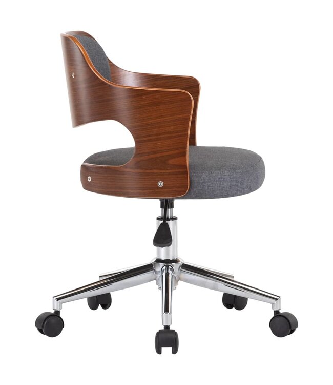 Eetkamerstoelen 2 st draaibaar gebogen hout en stof grijs